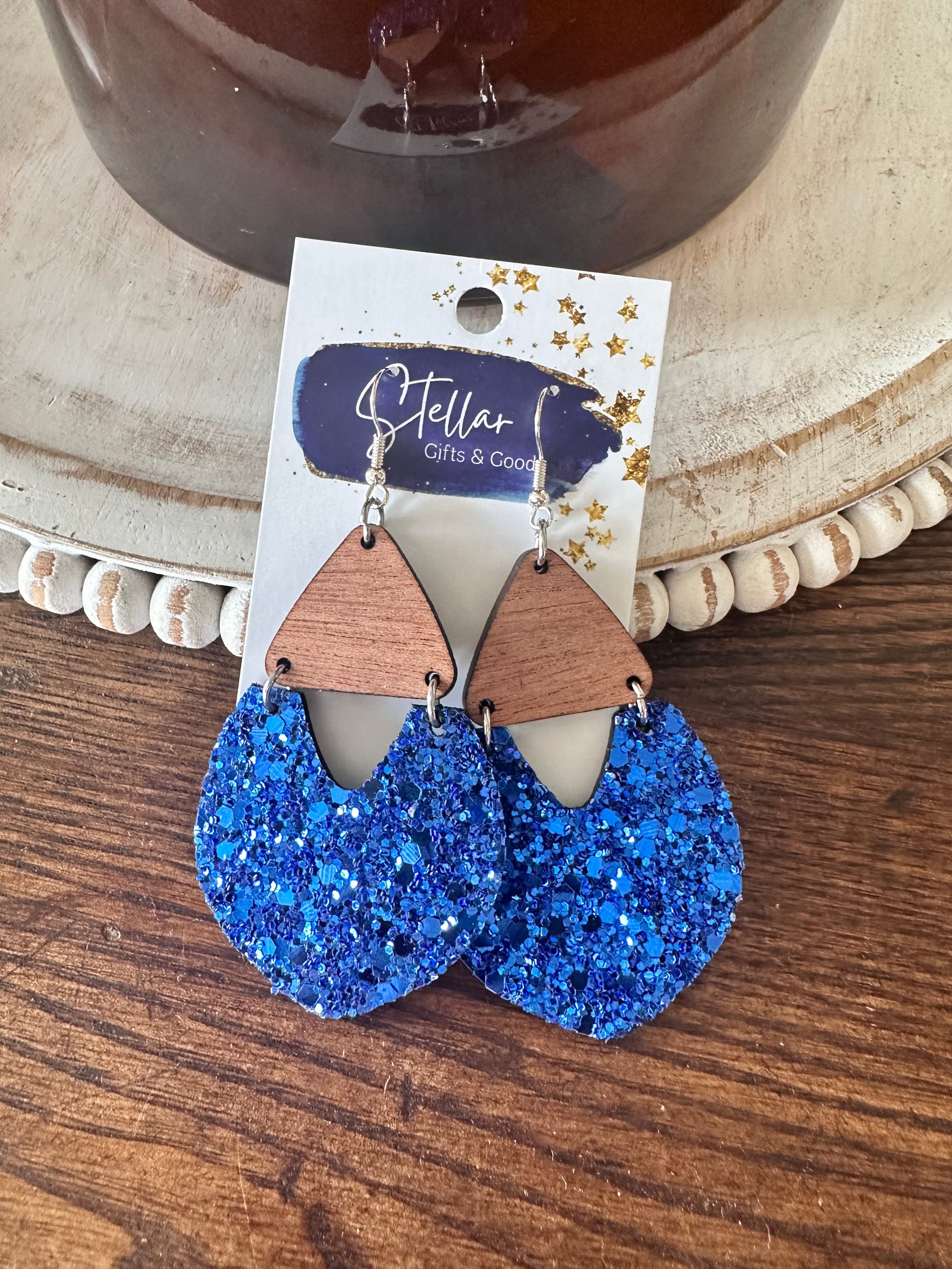 Glitter wooden earrings