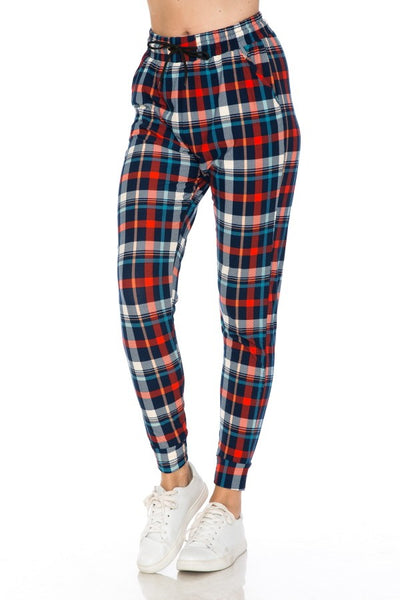 Red & Blue Plaid Joggers