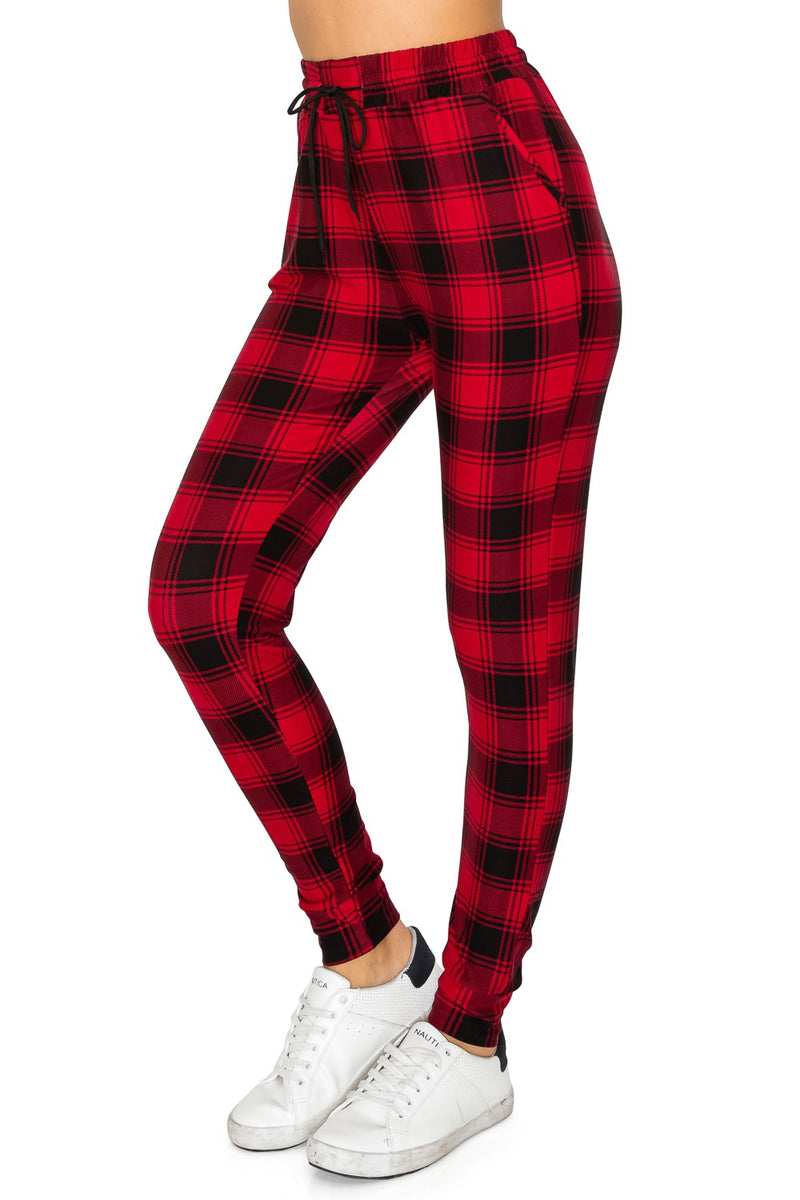 PREORDER - Red & Black Plaid Joggers