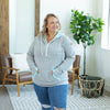 IN STOCK Avery Accent HalfZip Hoodie - Grey and Aqua FINAL SALE