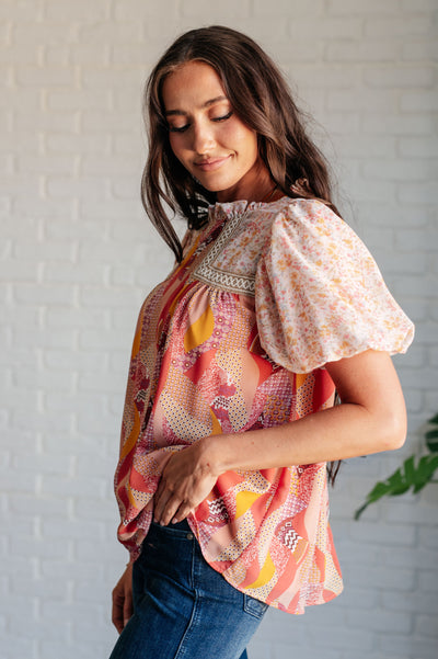 Day Dreamer Mixed Floral Top in Mauve