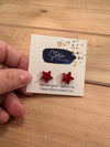 Red beaded star earrings