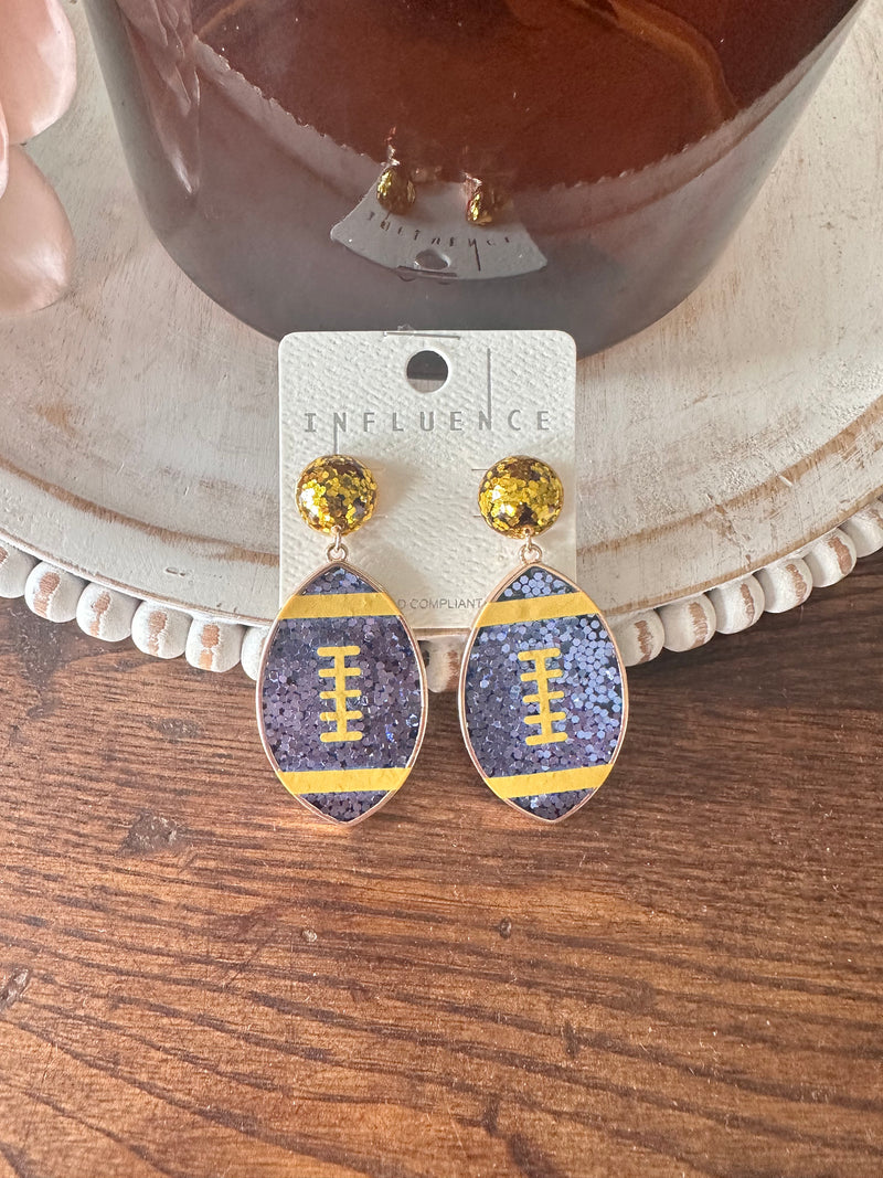 Football Blue & Gold Earrings