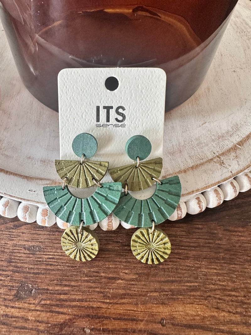 Green wooden earrings