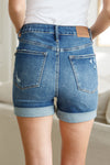 Judy Blue Jessica High Rise Control Top Vintage Wash Cuffed Shorts