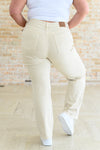 Judy Blue High Rise Distressed 90's Straight Jeans in Bone