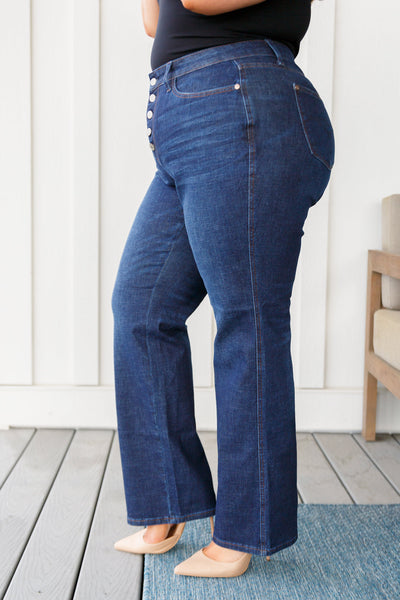 Judy Blue Arlo High Rise Button-Fly Straight Jeans