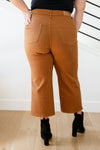 Judy Blue Briar High Rise Control Top Wide Leg Crop Jeans in Camel